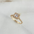 Anillo Solitario Halo Cuadrado 3.1gr / T6 3/4 / Circones Blancos Oro Amarillo ©