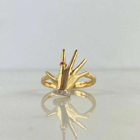 Anillo Mano 2.8gr / T5 3/4 / Circones Blancos Fucsia Dos Oros Amarillo Blanco ©