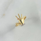 Anillo Mano 2.8gr / T5 3/4 / Circones Blancos Fucsia Dos Oros Amarillo Blanco ©