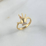 Anillo Mano 2.8gr / T5 3/4 / Circones Blancos Fucsia Dos Oros Amarillo Blanco ©