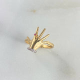 Anillo Mano 2.8gr / T5 3/4 / Circones Blancos Fucsia Dos Oros Amarillo Blanco ©