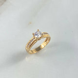 Anillo Solitario Churumbela Doble 3.45gr / T6 / Circones Blancos Oro Amarillo ©
