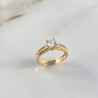 Anillo Solitario Churumbela Doble 3.45gr / T6 / Circones Blancos Oro Amarillo ©