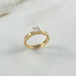Anillo Solitario Churumbela Cubiculo 3.3gr / T6 3/4 / Circones Blancos Oro Amarillo ©