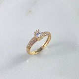 Anillo Solitario Oso TS 2.15gr / T6 1/4 / Circones Blancos Oro Amarillo ©