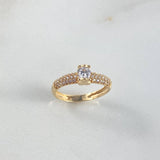 Anillo Solitario Oso TS 2.15gr / T6 1/4 / Circones Blancos Oro Amarillo ©