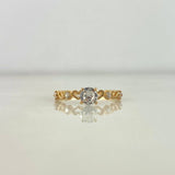 Anillo Solitario Corazones 1.3gr / T5 1/4 / Circones Blancos Oro Amarillo ©