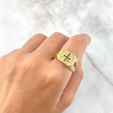 Anillo Cruz 5.75gr / T10 1/2 / Circones Blancos Negros Oro Amarillo ©