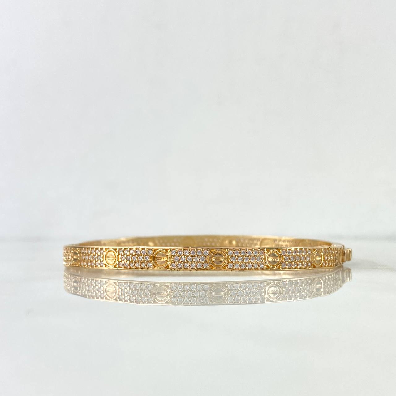 Pulso Aro Tornillo 11.35gr / 18cm / 4mm Circones Blancos Oro Amarillo (Oferta)