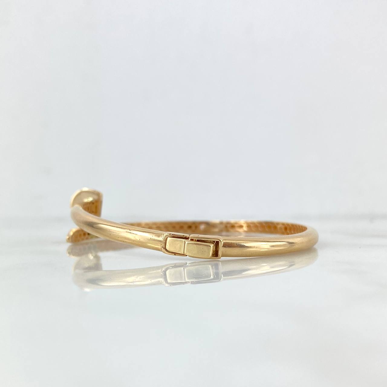 Pulso Aro Clavo 13.8gr / 18cm / 4mm Hexagono Circones Blancos Oro Amarillo