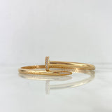 Pulso Aro Clavo 13.3gr / 18cm / 4mm Hexagono Circones Blancos Oro Amarillo
