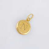Dije Letra N Circulo Texturizado 0.4gr / 1.5cm / Oro Amarillo 18K