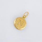 Dije Letra N Circulo Texturizado 0.4gr / 1.5cm / Oro Amarillo 18K
