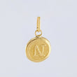Dije Letra N Circulo Texturizado 0.4gr / 1.5cm / Oro Amarillo 18K