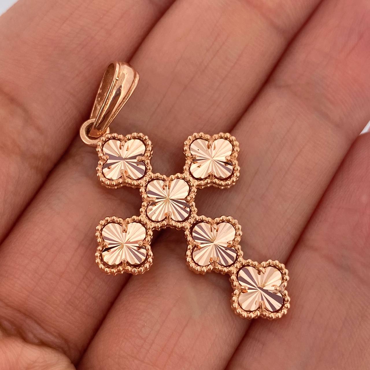Dije Cruz Trebol 4.55gr / 4.1cm / Oro Rosa Nac.Esp. 18K %