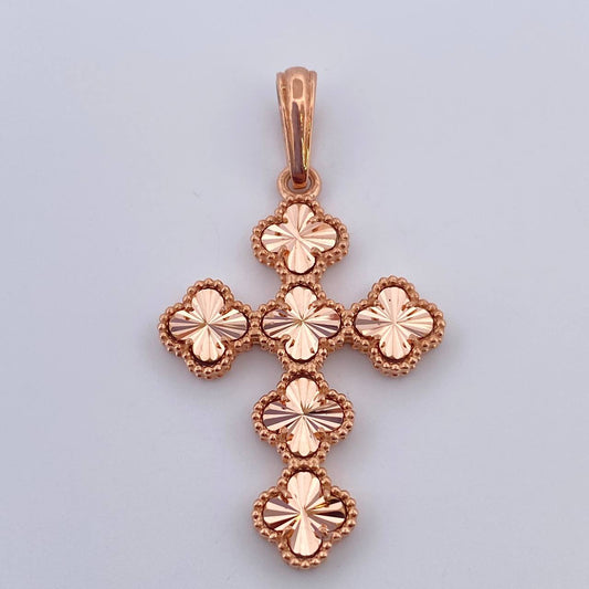 Dije Cruz Trebol 4.55gr / 4.1cm / Oro Rosa Nac.Esp. 18K %