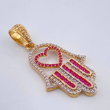 Dije Mano Hamsa 4.3gr / 4cm / Dos Oros Amarillo Blanco 18K %