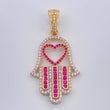 Dije Mano Hamsa 4.3gr / 4cm / Dos Oros Amarillo Blanco 18K %
