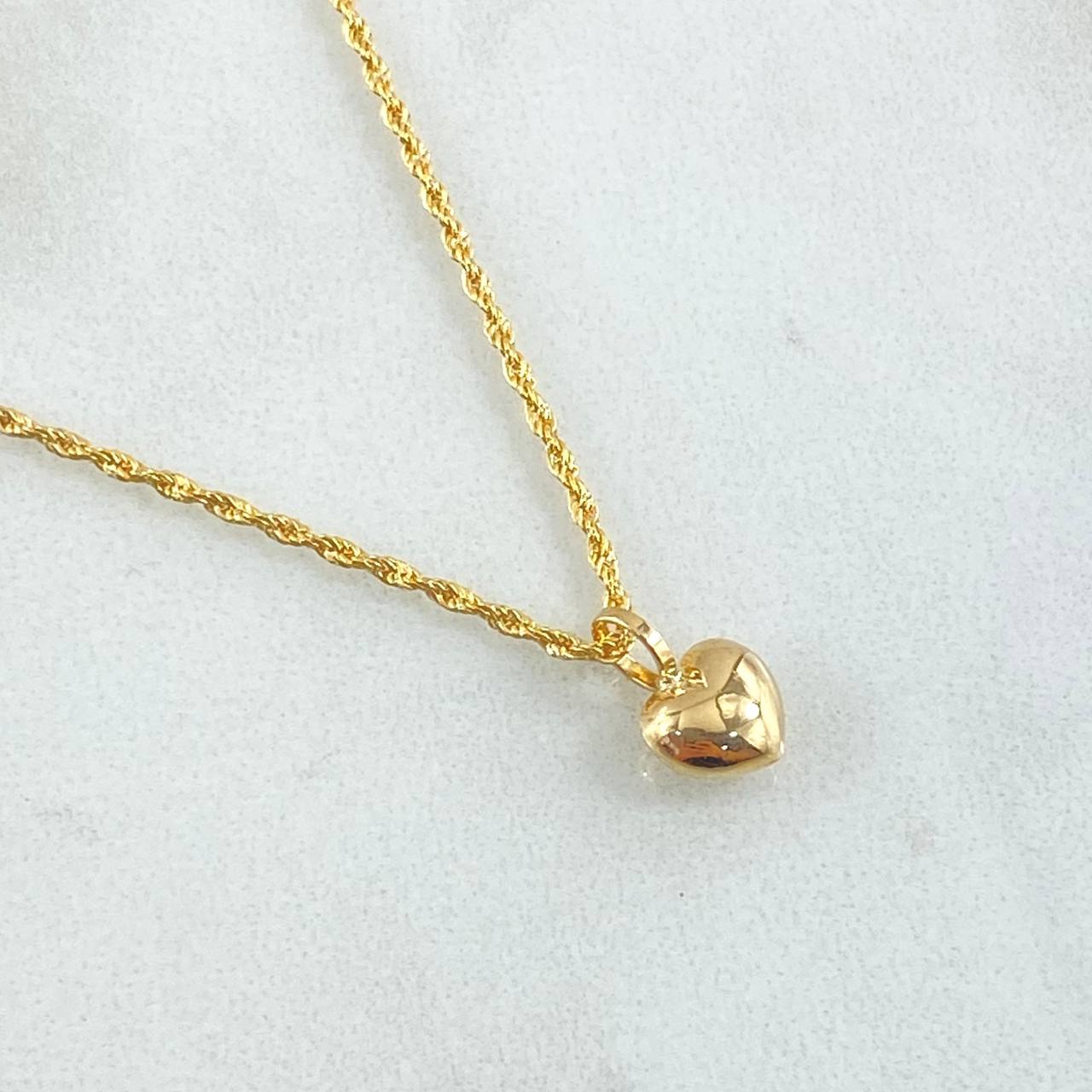 Set Cadena y Dije Lazo + Corazón Troquelado 1.4gr / Oro 18K (Oferta)