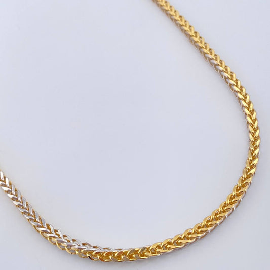 Cadena Franco 12.6gr / 65cm / 2.76mm Dos Oros Amarillo Blanco +3 18K $