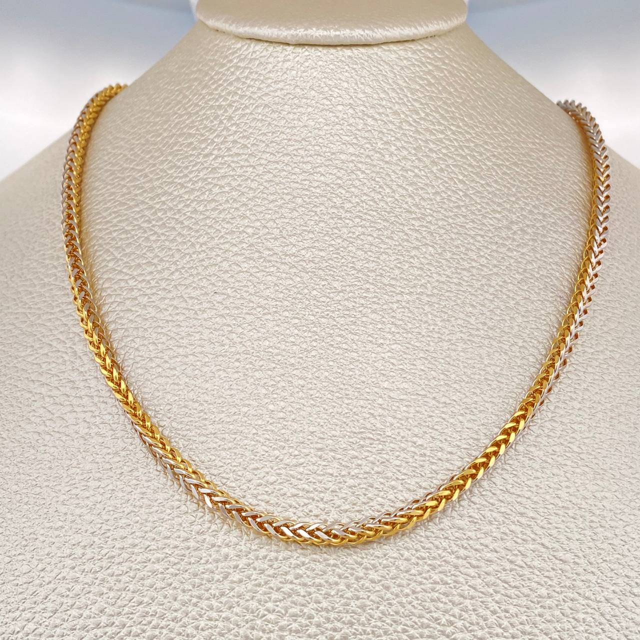 Cadena Franco 12.6gr / 65cm / 2.76mm Dos Oros Amarillo Blanco +3 18K $