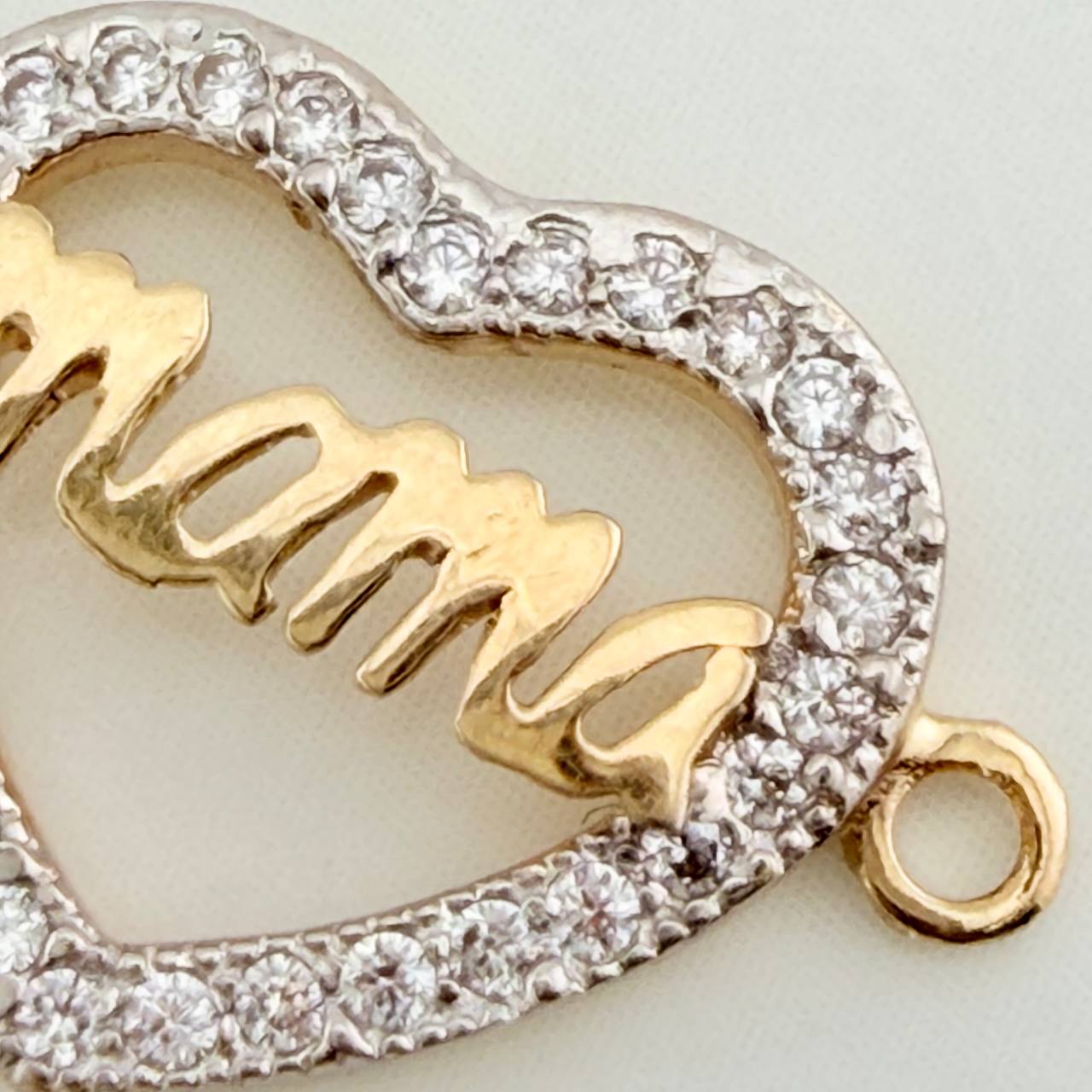 Herraje Corazon Mama 1.2gr / 1.8cm / Dos Oros Amarillo Blanco 18K %