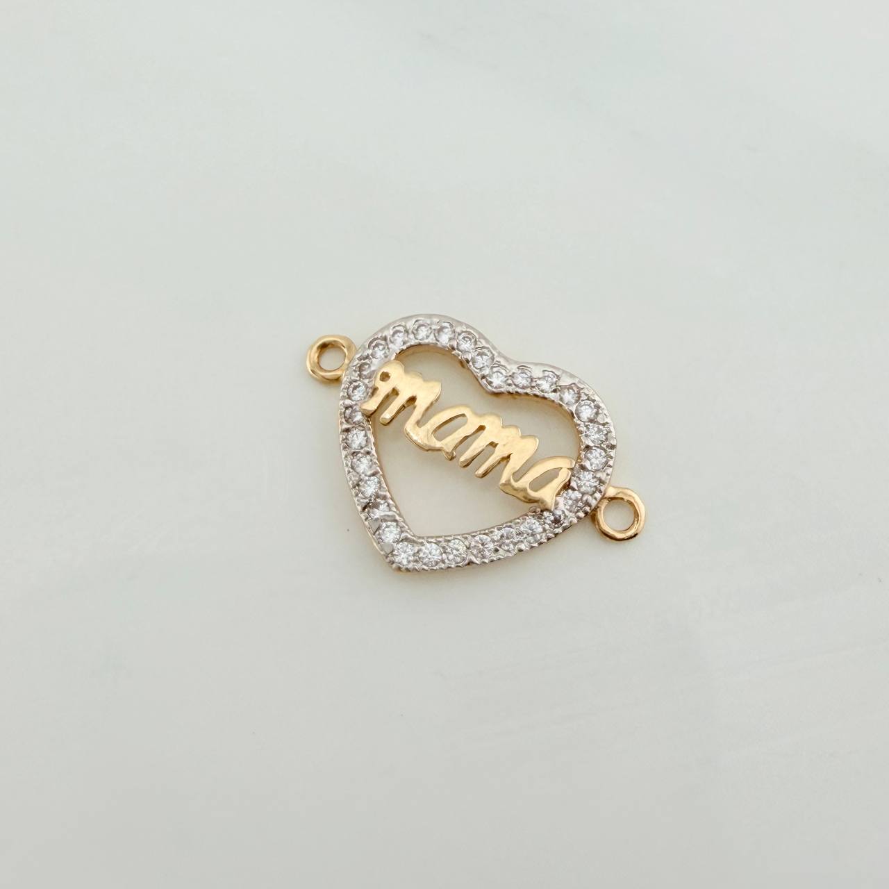 Herraje Corazon Mama 1.2gr / 1.8cm / Dos Oros Amarillo Blanco 18K %