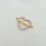 Herraje Corazon Mama 1.2gr / 1.8cm / Dos Oros Amarillo Blanco 18K %