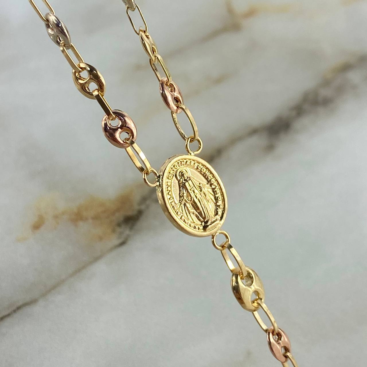 Rosario GC Virgen Milagrosa 10.3gr / 50cm / 4mm Liso Tres Oros *