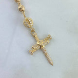Rosario Virgen de Guadalupe 40.5gr / 60cm / 6mm-7mm Diamantada circones blancos Oro Amarillo *