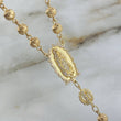 Rosario Virgen de Guadalupe 40.5gr / 60cm / 6mm-7mm Diamantada circones blancos Oro Amarillo *