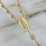 Rosario Virgen de Guadalupe 40.5gr / 60cm / 6mm-7mm Diamantada circones blancos Oro Amarillo *