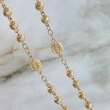 Rosario Virgen de Guadalupe 40.5gr / 60cm / 6mm-7mm Diamantada circones blancos Oro Amarillo *