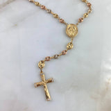 Rosario GC Virgen Milagrosa 14.3gr / 60cm / 4.5mm Liso Circones Blancos Tres Oros *