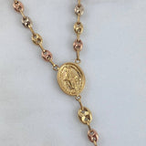 Rosario GC Virgen Milagrosa 14.3gr / 60cm / 4.5mm Liso Circones Blancos Tres Oros *