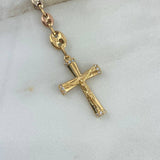 Rosario GC Virgen Milagrosa 14.3gr / 60cm / 4.5mm Liso Circones Blancos Tres Oros *