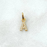 Dije Letra A Silueta 0.2gr / 1.1cm / Circones Blancos Oro Amarillo