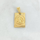 Dije Placa Rectangular San Benito 1.75gr / 2.4cm-1.3cm / Diamantada Oro Amarillo *