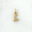 Dije Letra L Cursiva 0.25gr / 1.2cm / Circones Blancos Oro Amarillo