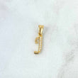 Dije Letra J Cursiva 0.35gr / 1.6cm / Circones Blancos Oro Amarillo