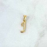 Dije Letra J Cursiva 0.35gr / 1.6cm / Circones Blancos Oro Amarillo
