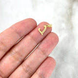 Dije Letra L Cursiva 0.35gr / 1.5cm / Circones Blancos Oro Amarillo