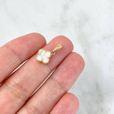 Dije Trebol VCyA 0.95gr / 1.7cm / Nacar Blanco Liso Oro Amarillo Nac.Esp. ©