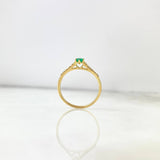 Anillo Solitario Corazon Filigrana 1.45gr / T7 1/4 / Esmeraldas 20pts Diamantes 10pts Oro Amarillo (Joya) ©