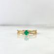 Anillo Solitario Lineas Paralelo 2.5gr / T7 / Esmeralda 31pts Circones Blancos Oro Amarillo (Joya) ©