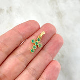 Dije Cruz Mini Aros 1.25gr / 2cm / Esmeraldas 40pts Oro Amarillo (Joya) *
