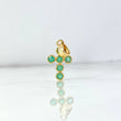 Dije Cruz Mini Aros 1.6gr / 2.3cm / Esmeraldas 38pts Oro Amarillo (Joya) ©