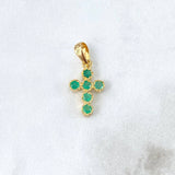 Dije Cruz Mini Aros 1.25gr / 2cm / Esmeraldas 40pts Oro Amarillo (Joya) *