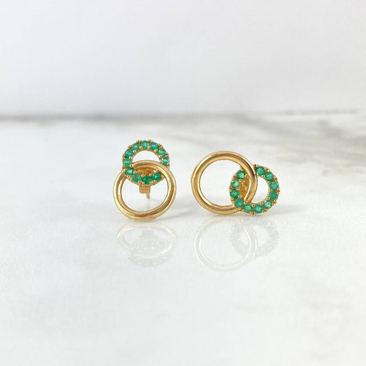 Topos Aros Superpuesto 3.2gr / Esmeraldas 84pts Broche Mariposa Oro Amarillo (Joya) ©