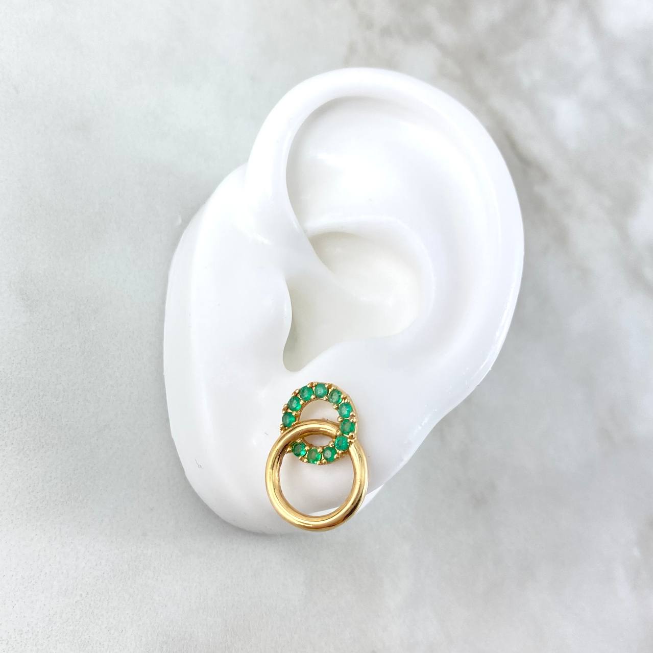 Topos Aros Superpuesto 3.2gr / Esmeraldas 84pts Broche Mariposa Oro Amarillo (Joya) ©